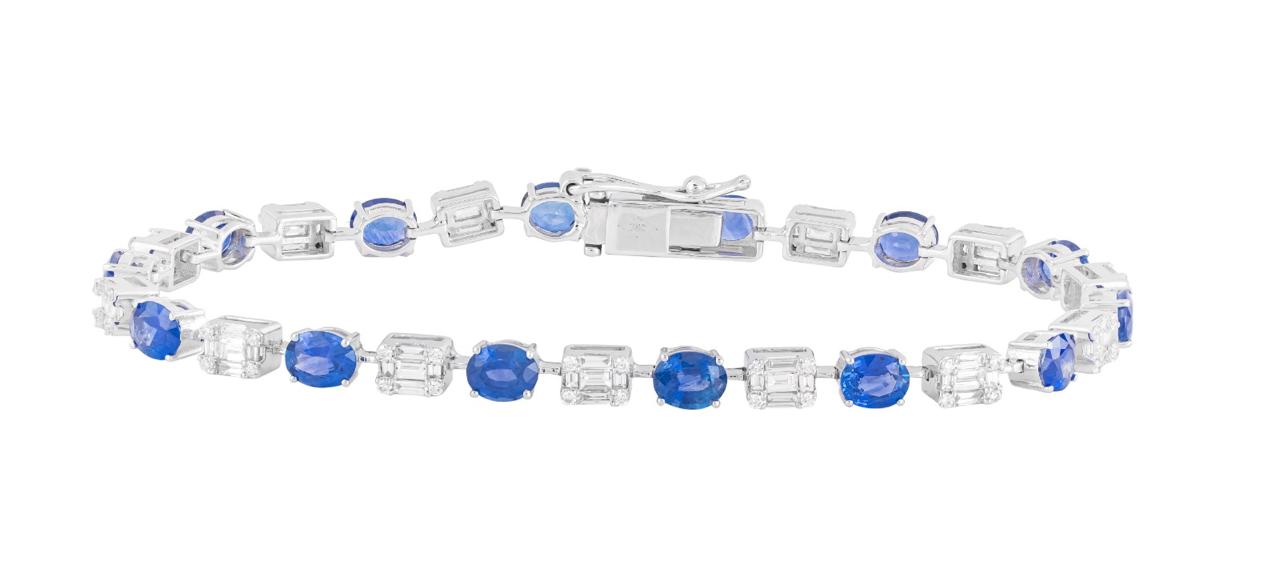 SAPPHIRE AND ILLUSION DIAMOND BRACELET