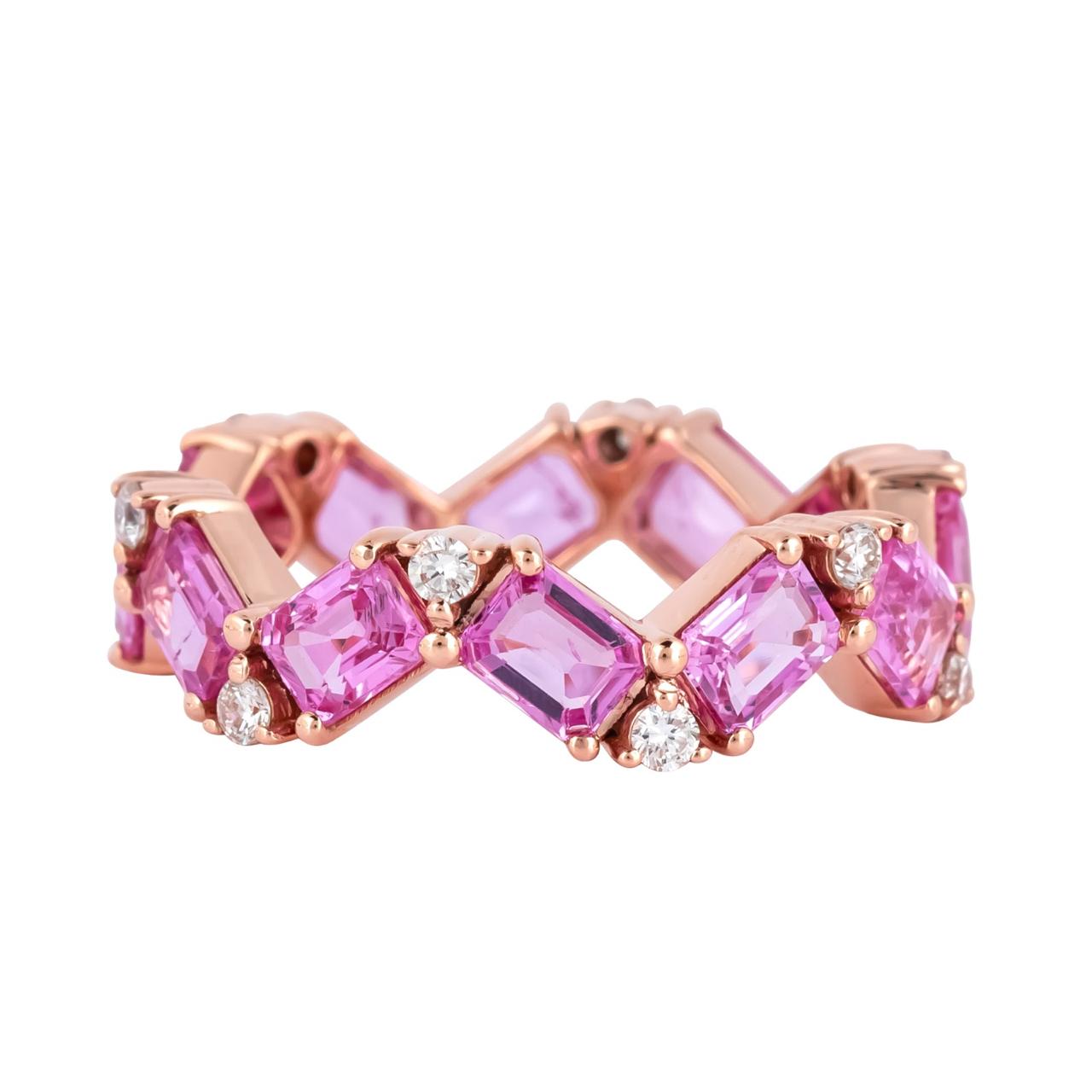 PLAYFUL PINK SAPPHIRE & DIAMOND ETERNITY BAND RING