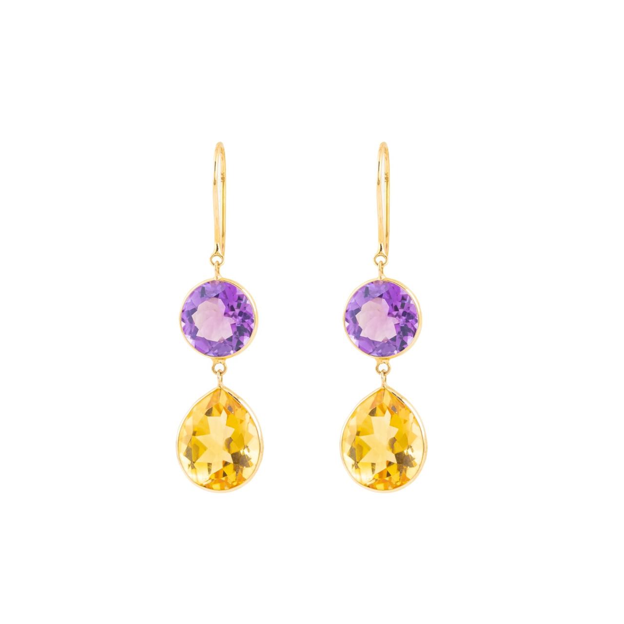AMETHYST & CITRINE DROP EARRINGS