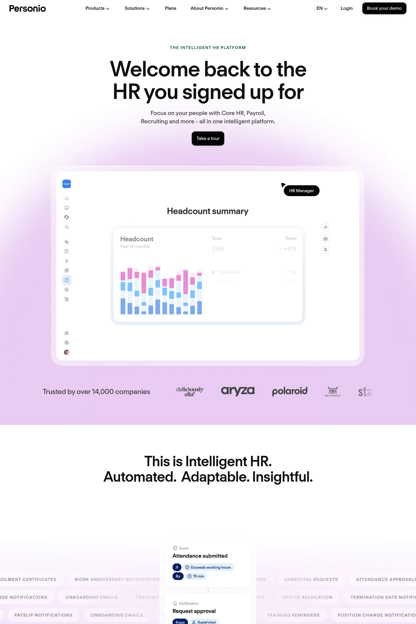 Personio website screenshot