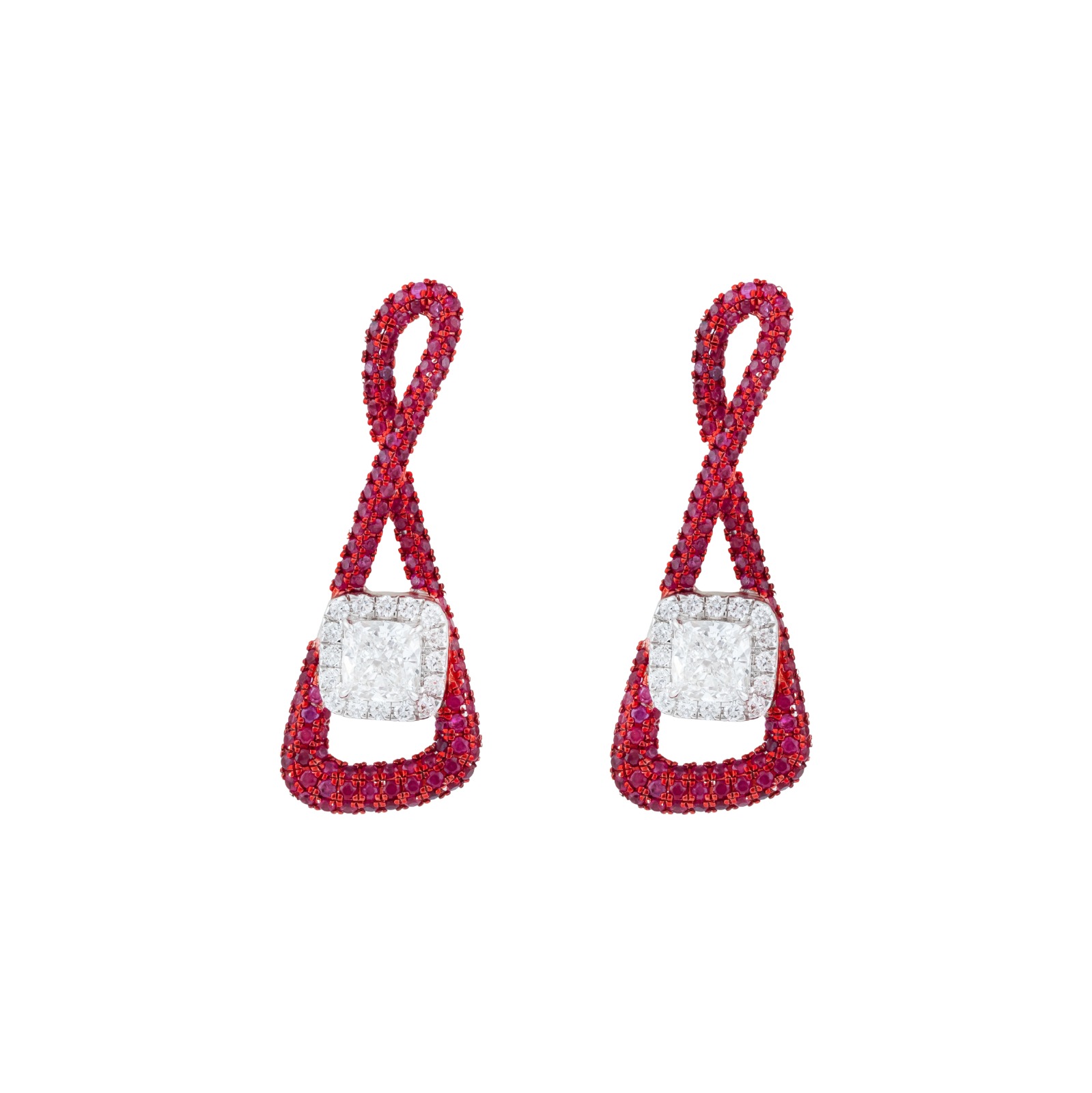 RUBY DIAMOND TWIST EARRINGS