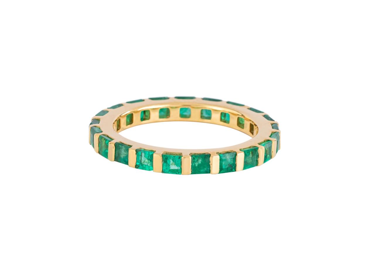PRINCESS CUT EMERALD ETERNITY BAND RING