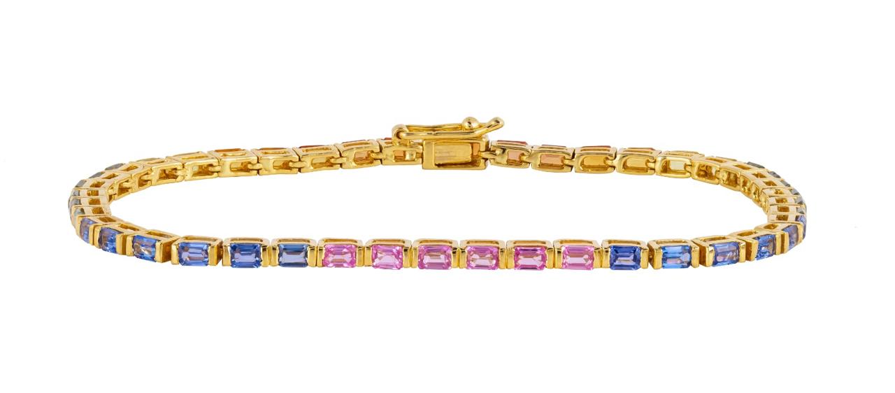 MIXED SAPPHIRE EAST WEST BAGUETTE BRACELET