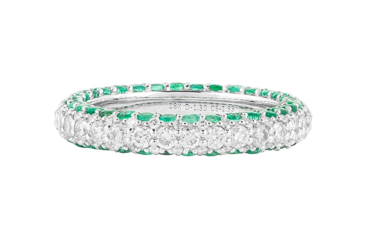 DIAMOND & EMERALD SIDES ETERNITY BAND RING