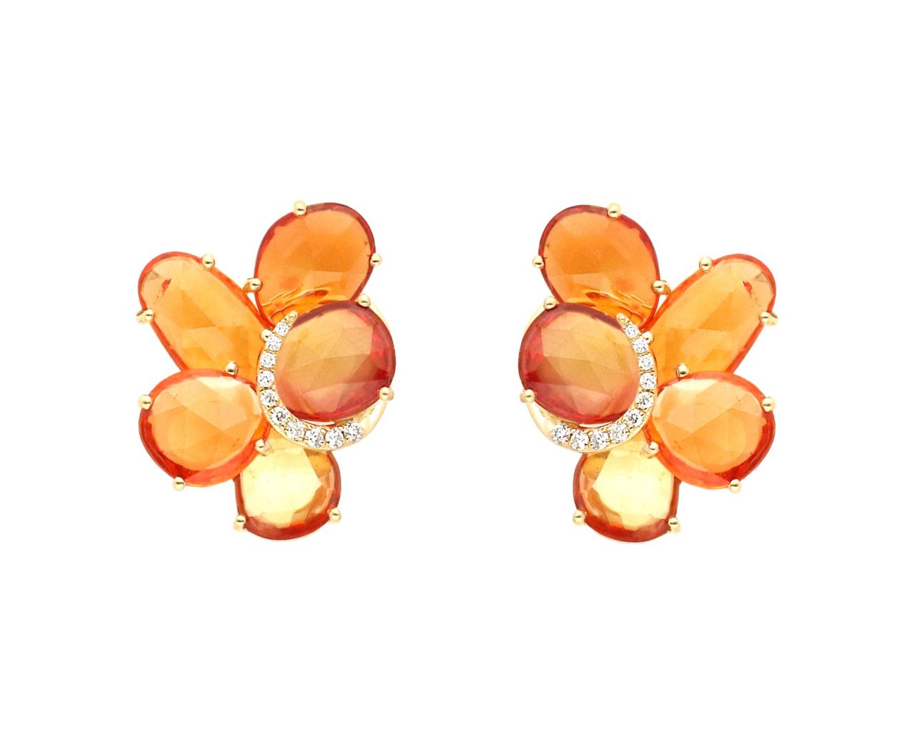 ORANGE SAPPHIRE & DIAMOND STATEMENT EARRINGS
