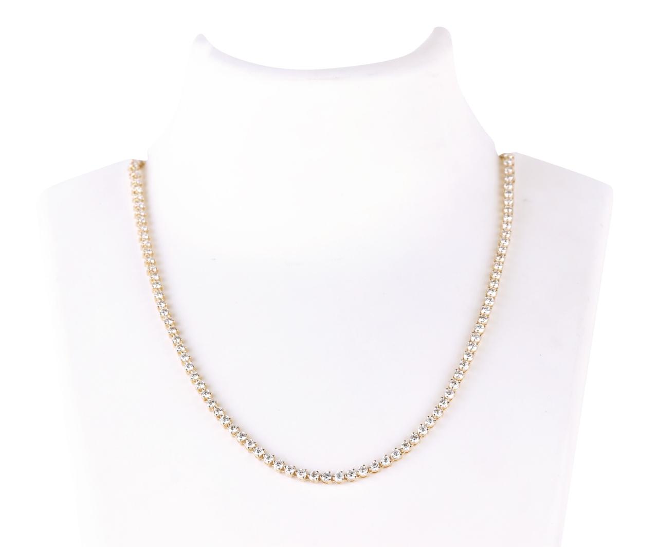 YELLOW GOLD DIAMOND TENNIS NECKLACE