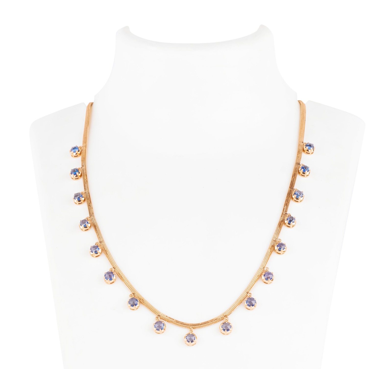 BLUE SAPPHIRE ROSE GOLD NECKLACE
