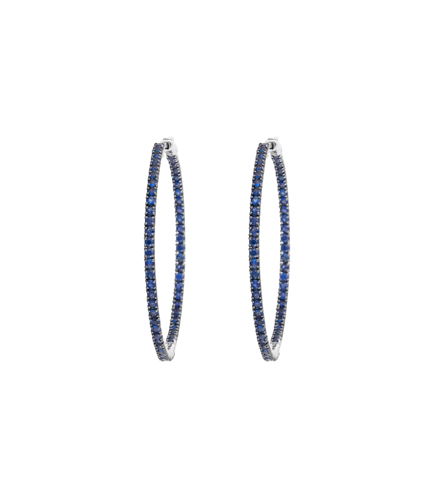 DARK BLUE SAPPHIRE INSIDE OUT HOOP EARRINGS