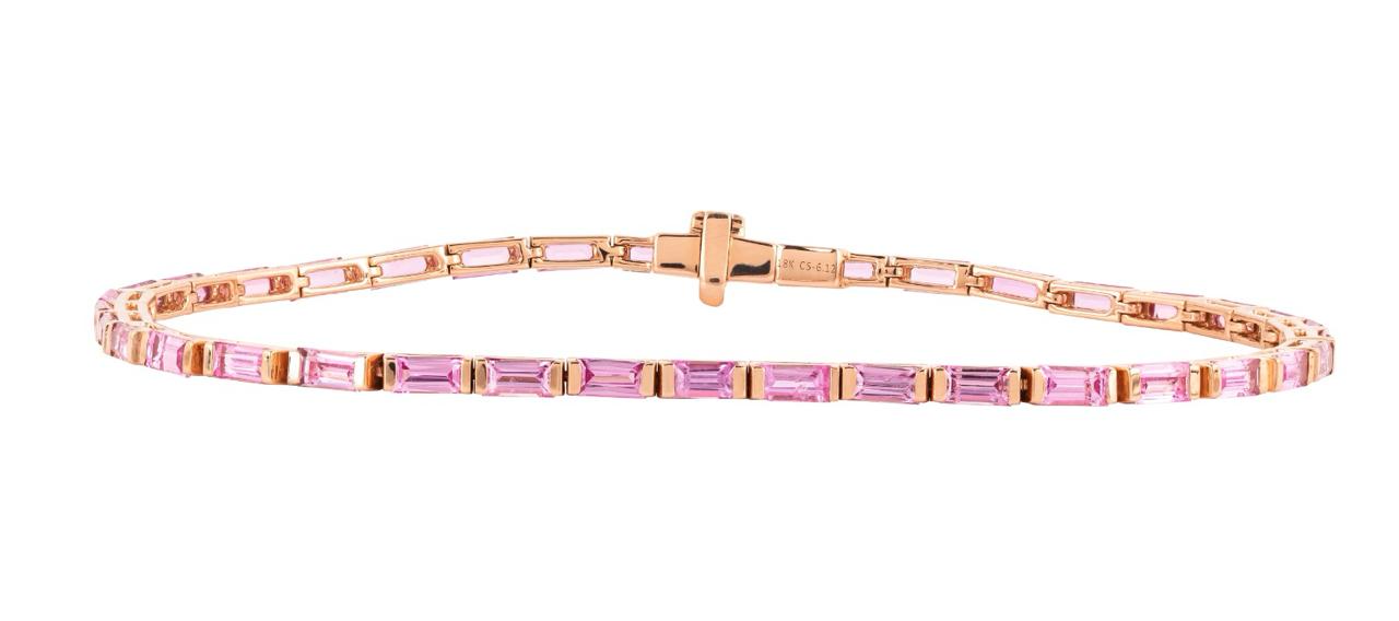 PINK SAPPHIRE EAST WEST BAGUETTE BRACELET