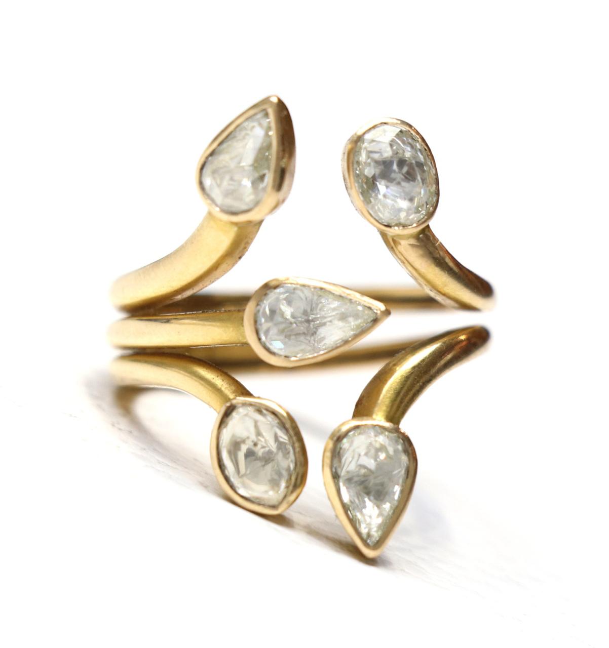 BOHEMIAN YELLOW GOLD ROSE CUT DIAMOND RING