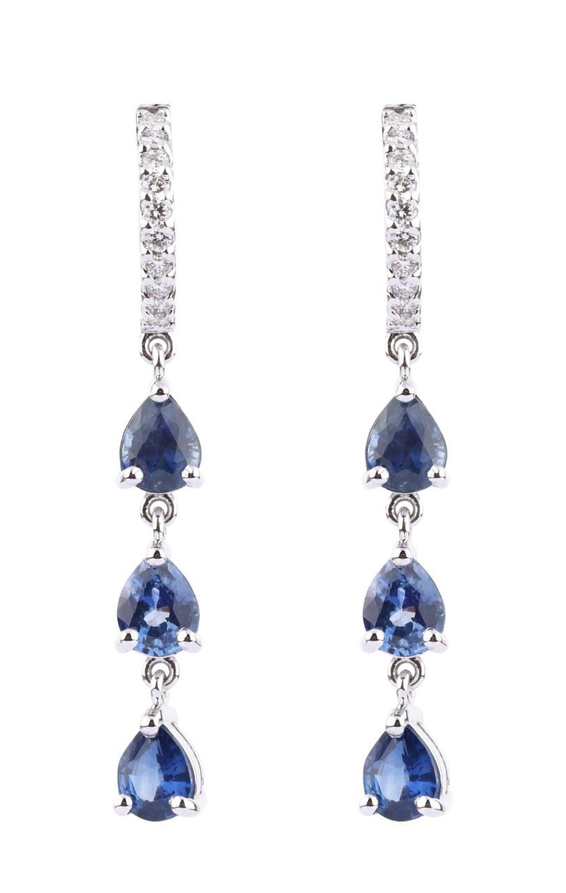 BLUE SAPPHIRE DROP DIAMOND HUGGY EARRINGS