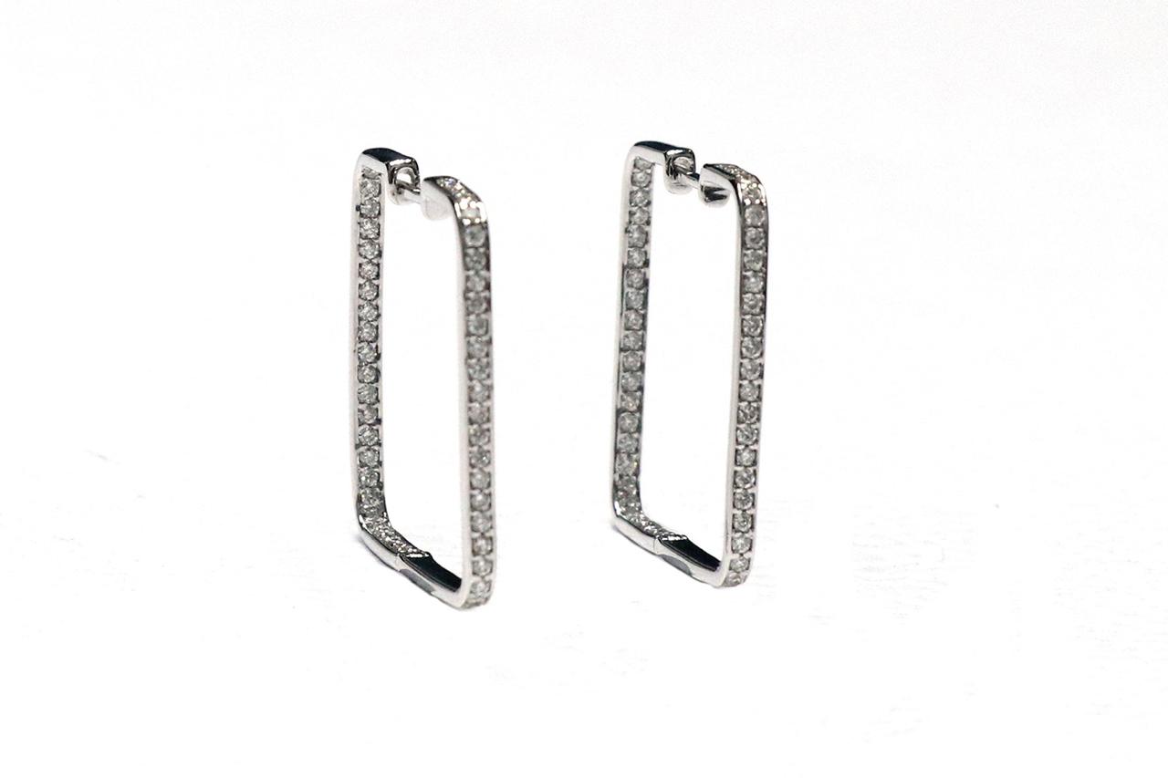 SQUARE DIAMOND INSIDE OUT HOOP EARRINGS