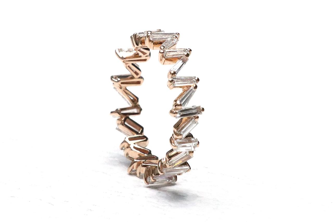 ZIG ZAG ROSE GOLD DIAMOND ETERNITY BAND RING