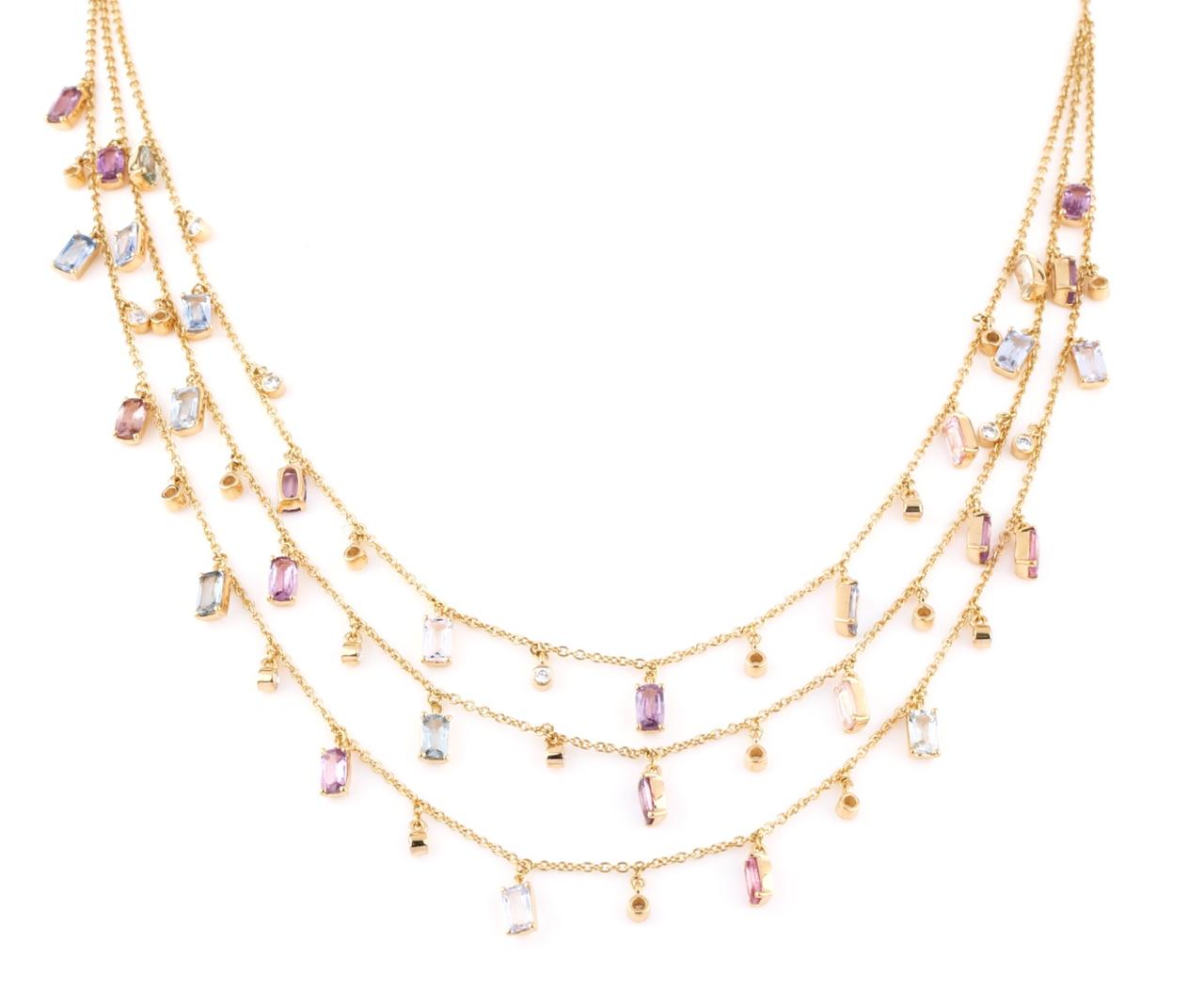 ETHEREAL TRIPLE STRAND PASTEL SAPPHIRE NECKLACE