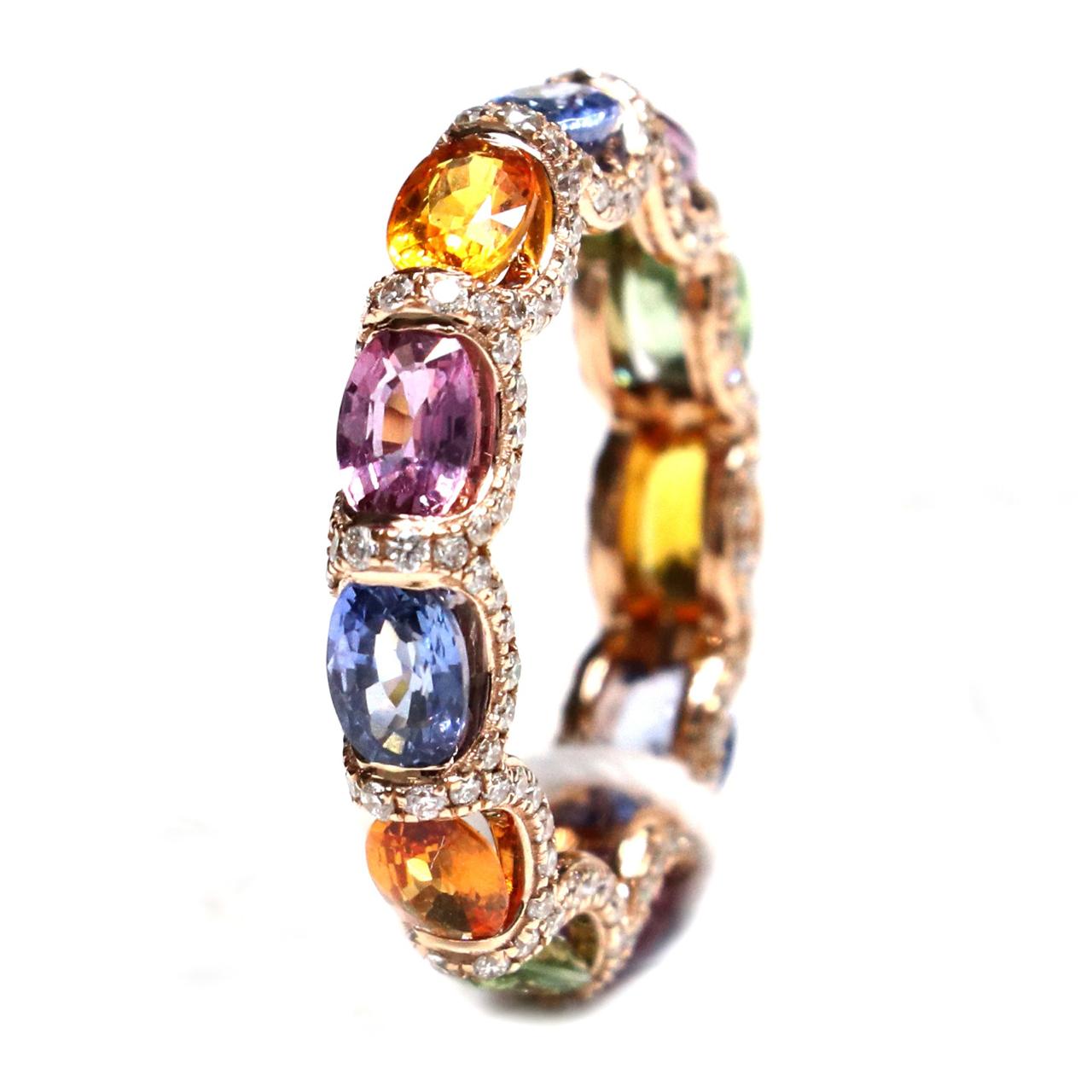 CHUNKY MIXED SAPPHIRE & DIAMOND ETERNITY BAND RING