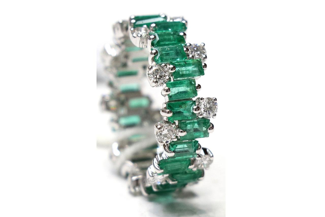 EHTEREAL EMERALD DIAMOND ETERNITY BAND RING
