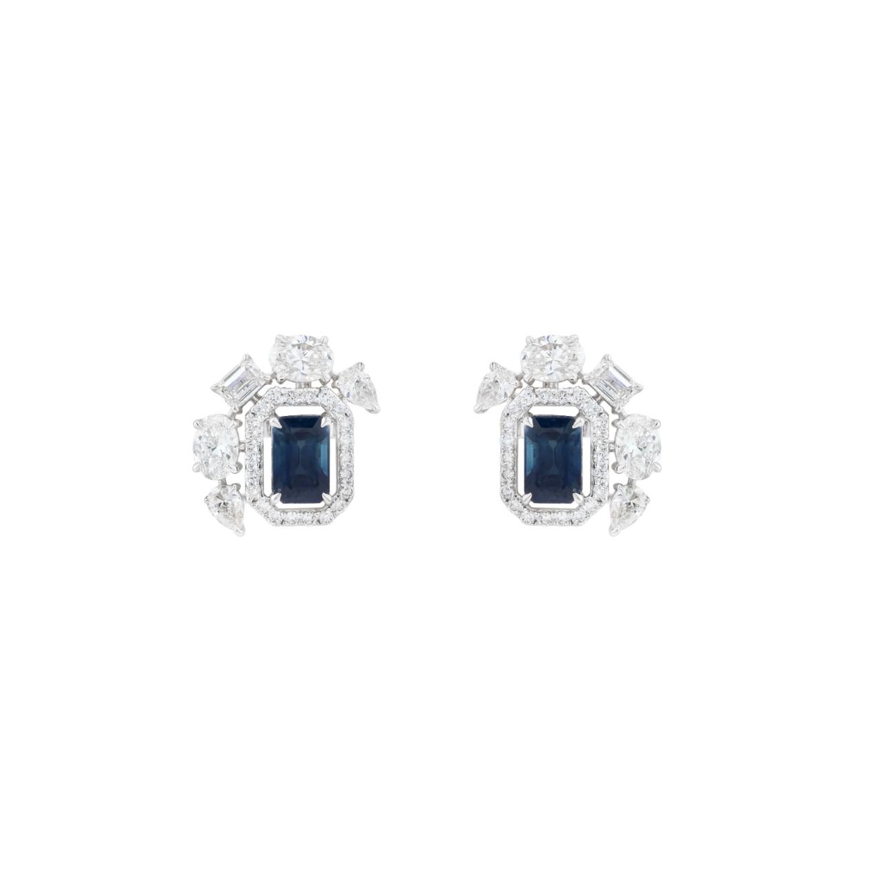 ART DECO SAPPHIRE AND DIAMOND STUDS