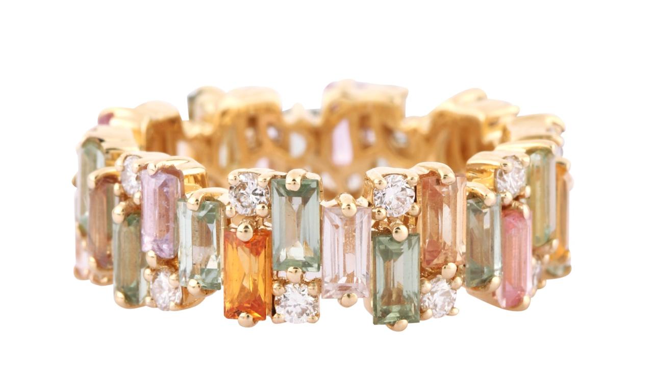EHTEREAL MIXED PASTEL SAPPHIRES & DIAMOND ETERNITY BAND RING