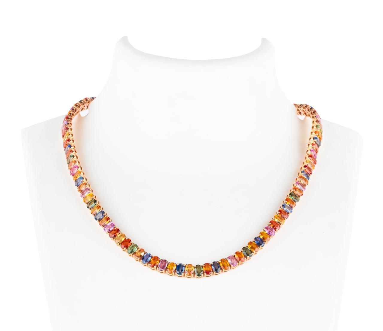 CHUNKY MIXED SAPPHIRE TENNIS NECKLACE