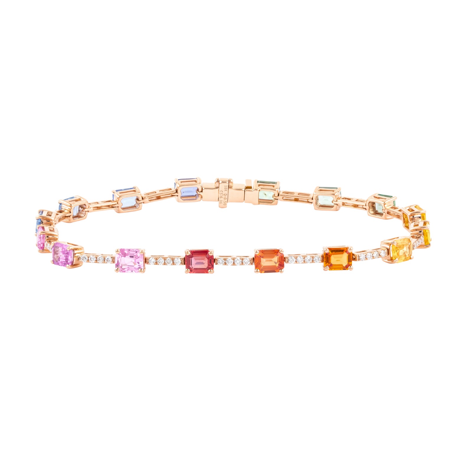 RAINBOW SAPPHIRE & DIAMOND TENNIS PRINCESS BRACELET