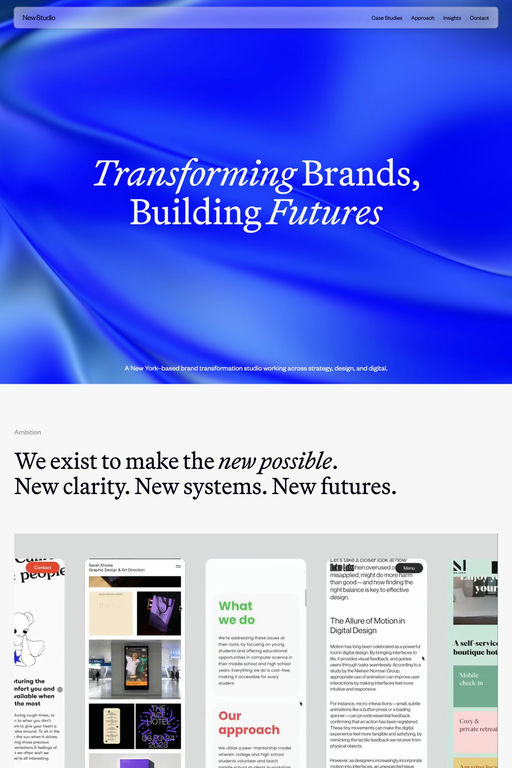 New Studio website screenshot