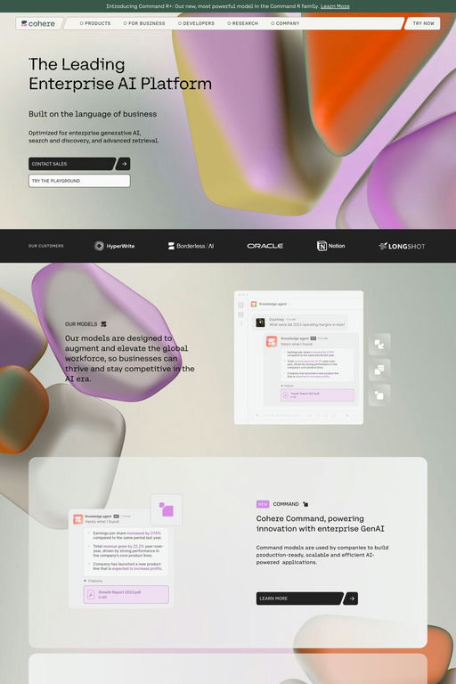 Cohere website screenshot
