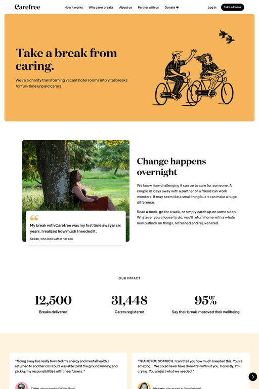 Carefree website screenshot