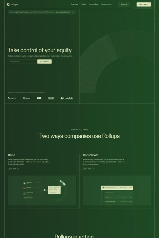 Rollups website screenshot