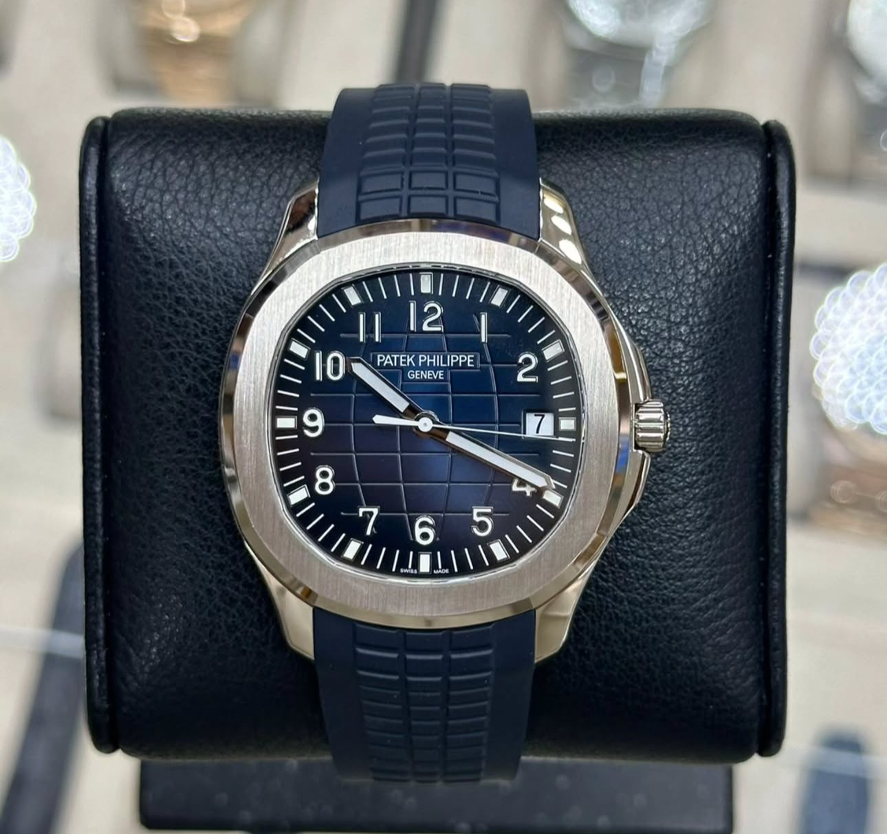 Patek Philippe Aquanaut Ref. 5168G blue — Like New condition, authenticated by 13th Time