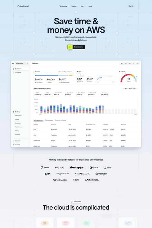 Antimetal website screenshot