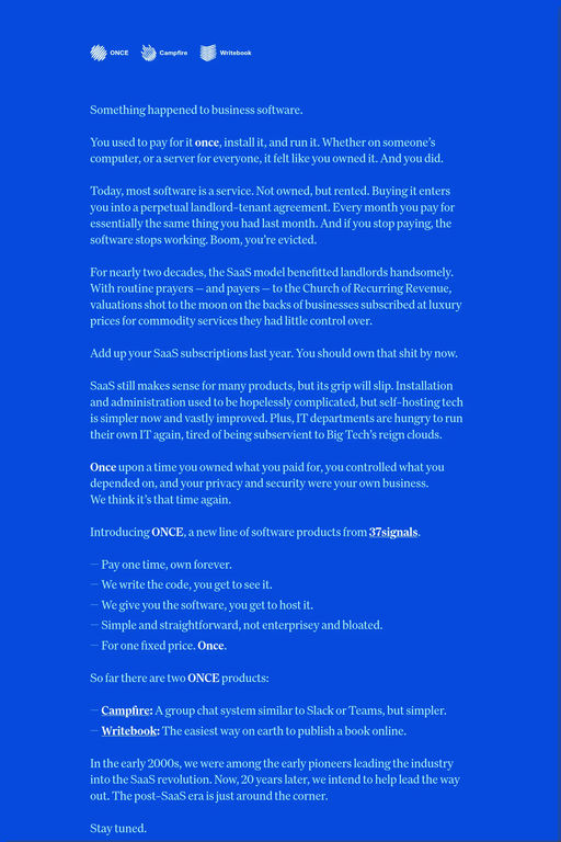 ONCE website screenshot