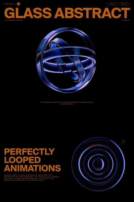 Glass abstract shapes website screenshot