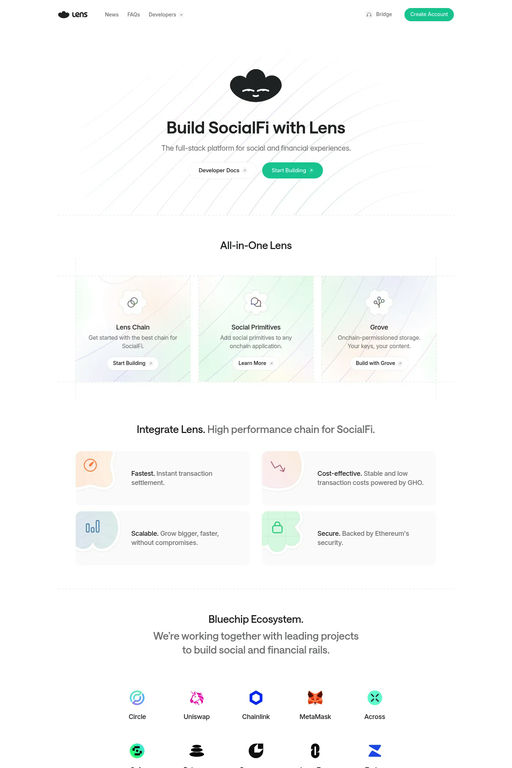 Lens website screenshot