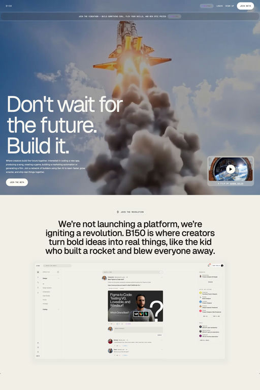 B150 website screenshot