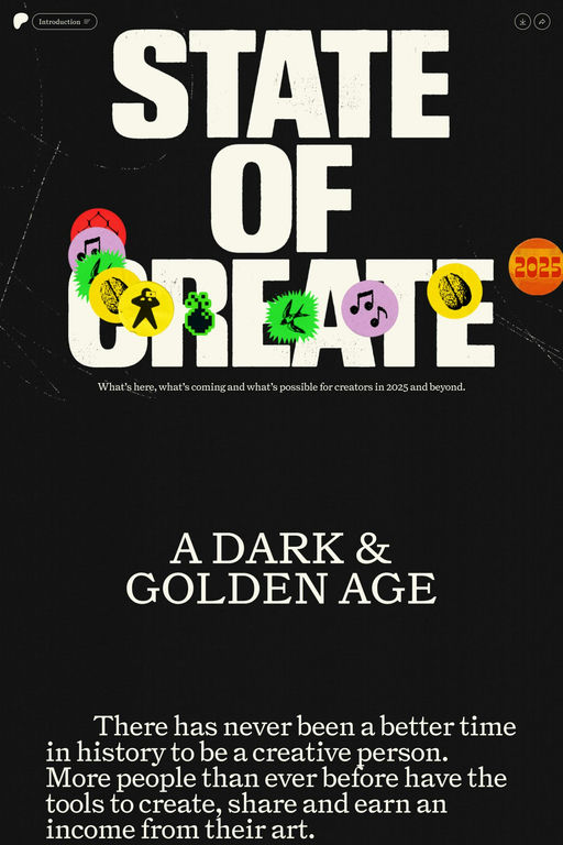 State of Create website screenshot