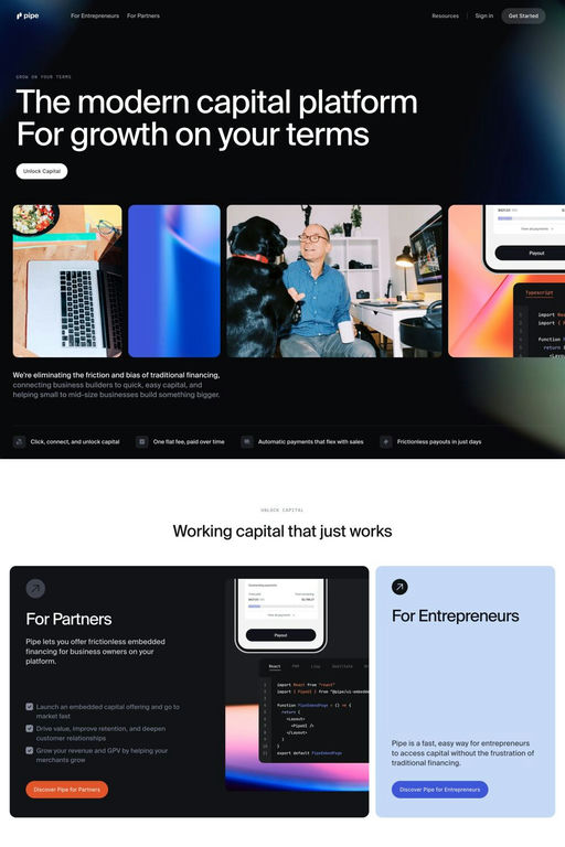 Pipe website screenshot