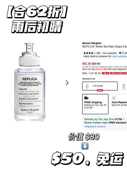 【Maison Margiela 香水】 【低至56折】