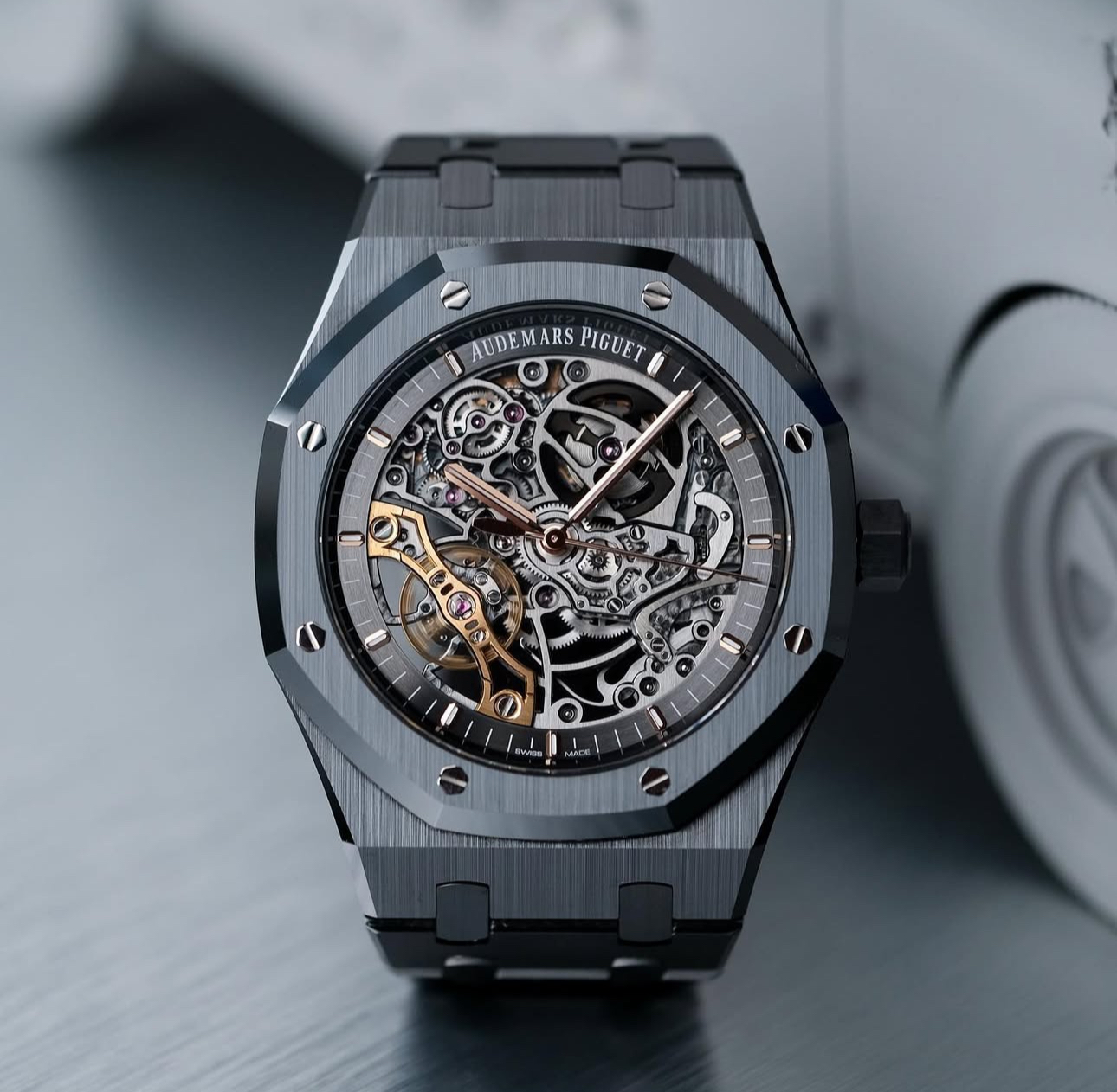 Audemars Piguet Royal Oak Double Balance Wheel Openworked Ref. 15416CE — Like New condition, authenticated by 13th Time