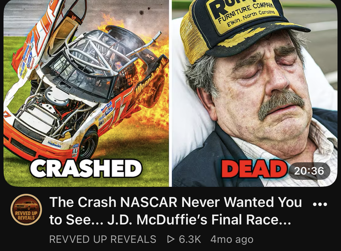 This is disgusting. A man died, and they used AI to make a fake thumbnail of the crash that ended his life. - Physics Doesn't Work That Way 🌀 nominee at The Sloppies