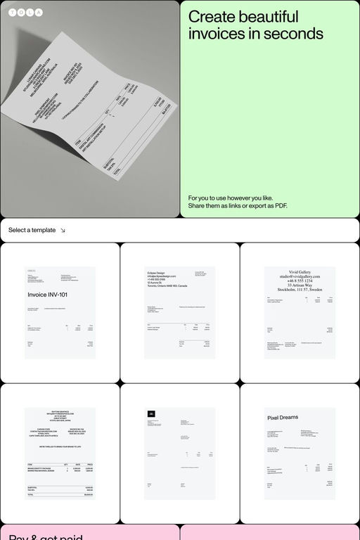 Tola Invoice website screenshot