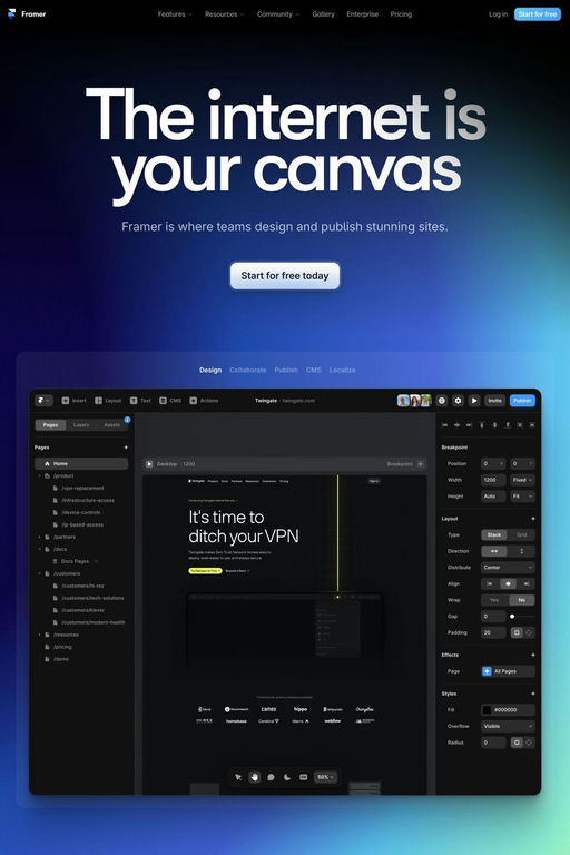 Framer website screenshot