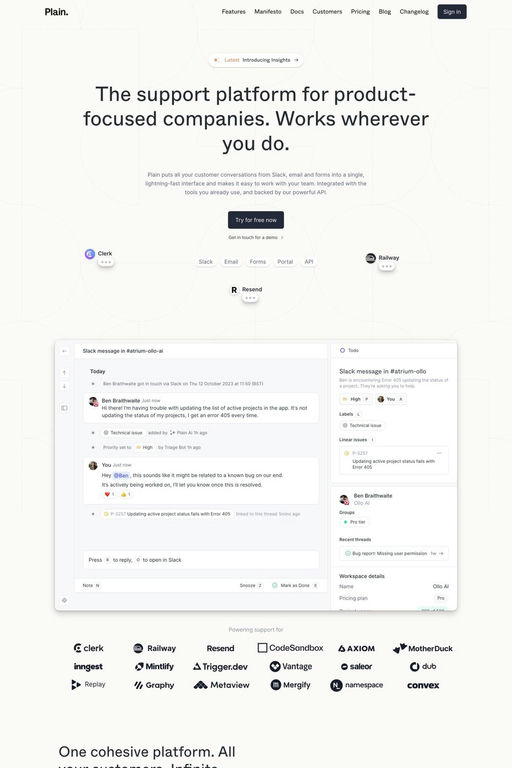 Plain website screenshot