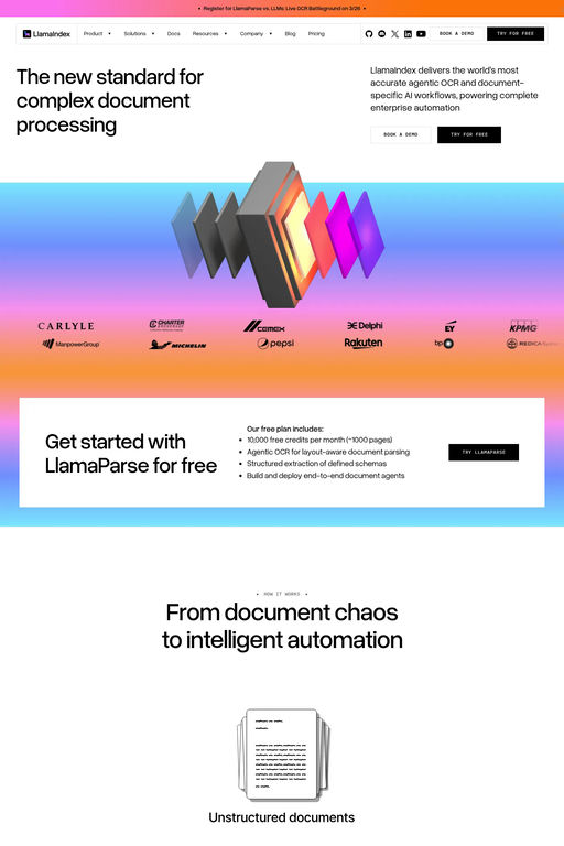 LlamaIndex website screenshot