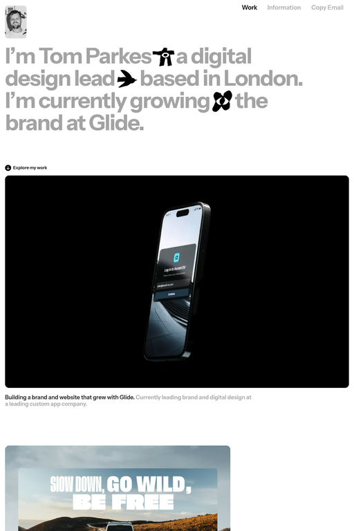 Tom Parkes website screenshot