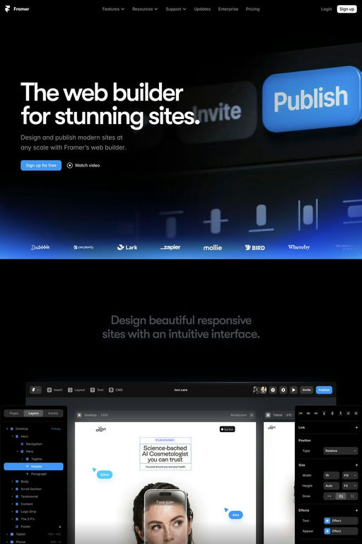 Framer website screenshot