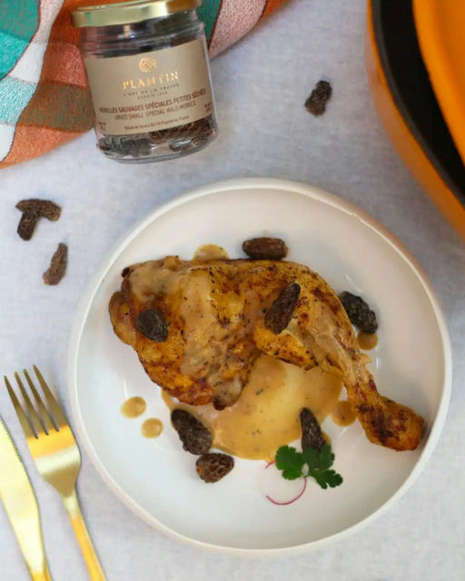 Hühnchen mit Morcheln und Weißwein