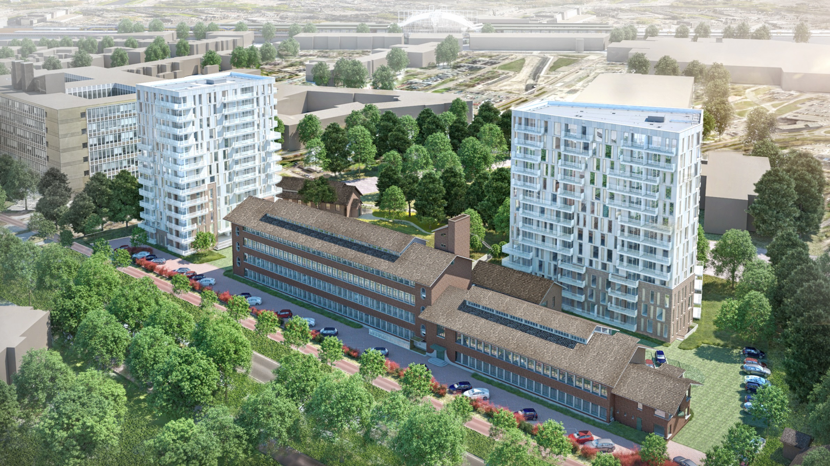 Nieuwbouw 3 woontorens (216 app.) Gortercomplex Leiden