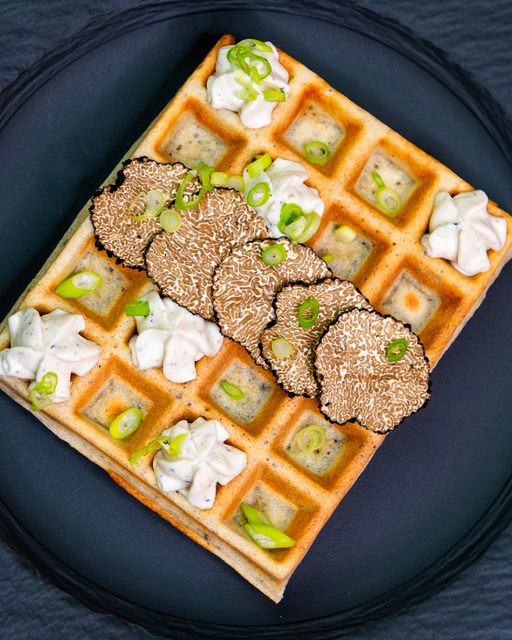 Savory Waffle with Winter Truffle Paste and Fresh Burgundy Truffle