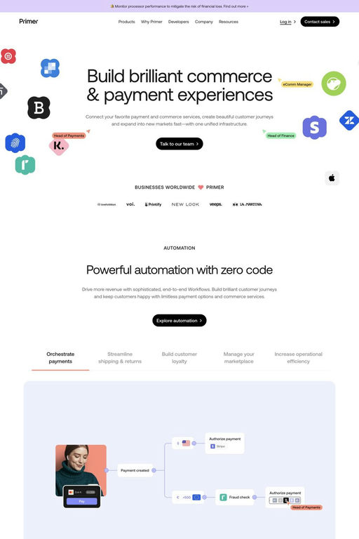 Primer website screenshot
