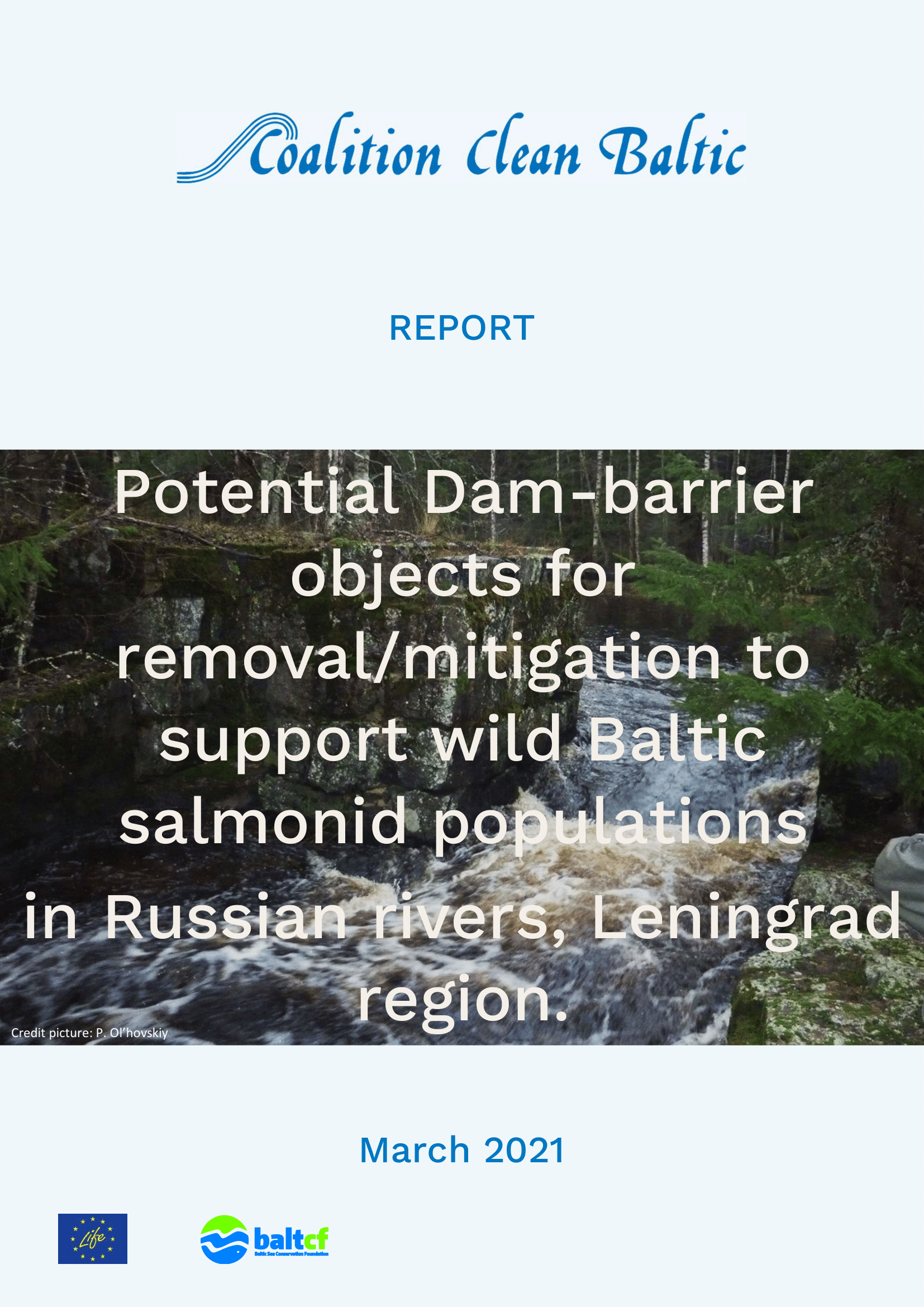 Potential Dam-barrier objects for removal/mitigation to support wild Baltic salmonid populations in Russia, Leningrad region.